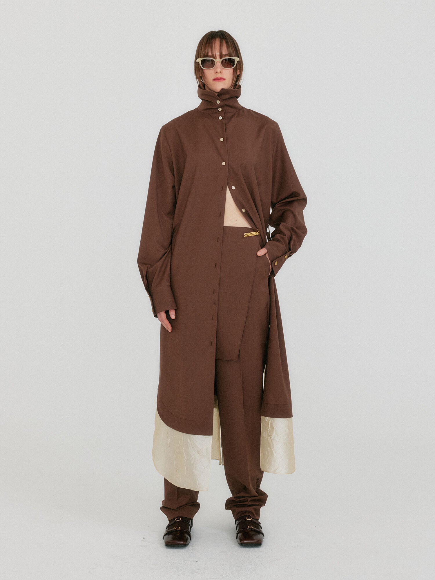 EENK ZEDIA Scarf Layered Pants - Brown