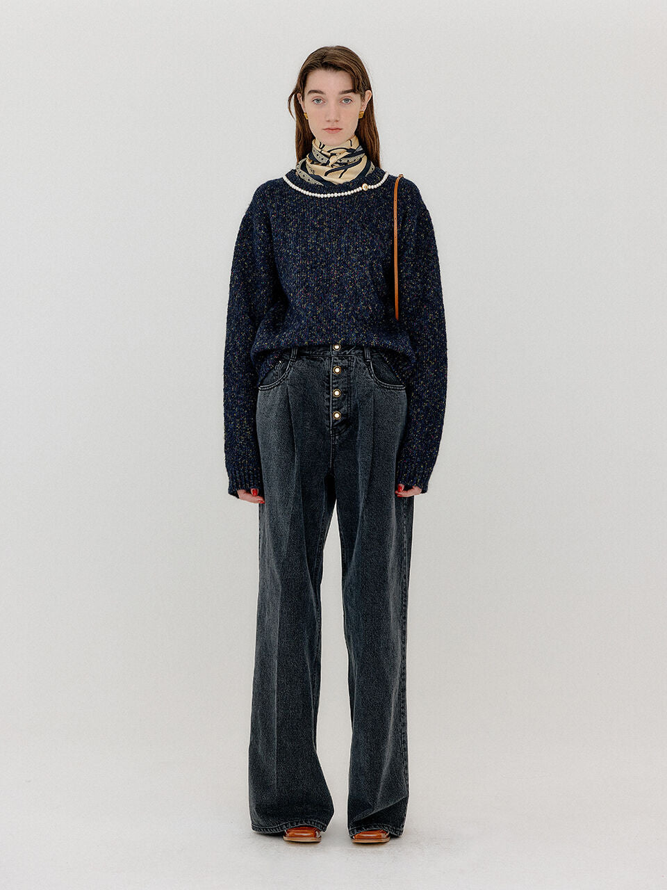 EENK EENK VACKLYN Pearl Trim Knit Pullover - Black