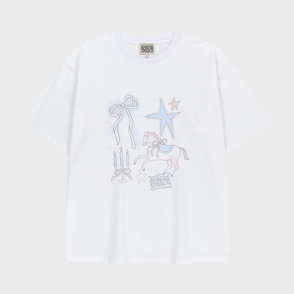 MARITHÉ+FRANҪOIS GIRBAUD W UNICORN GRAPHIC OVERSIZED TEE white