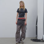 LCDC TM DOUBLE LAYER V-NECK TOP (DARK GREY)