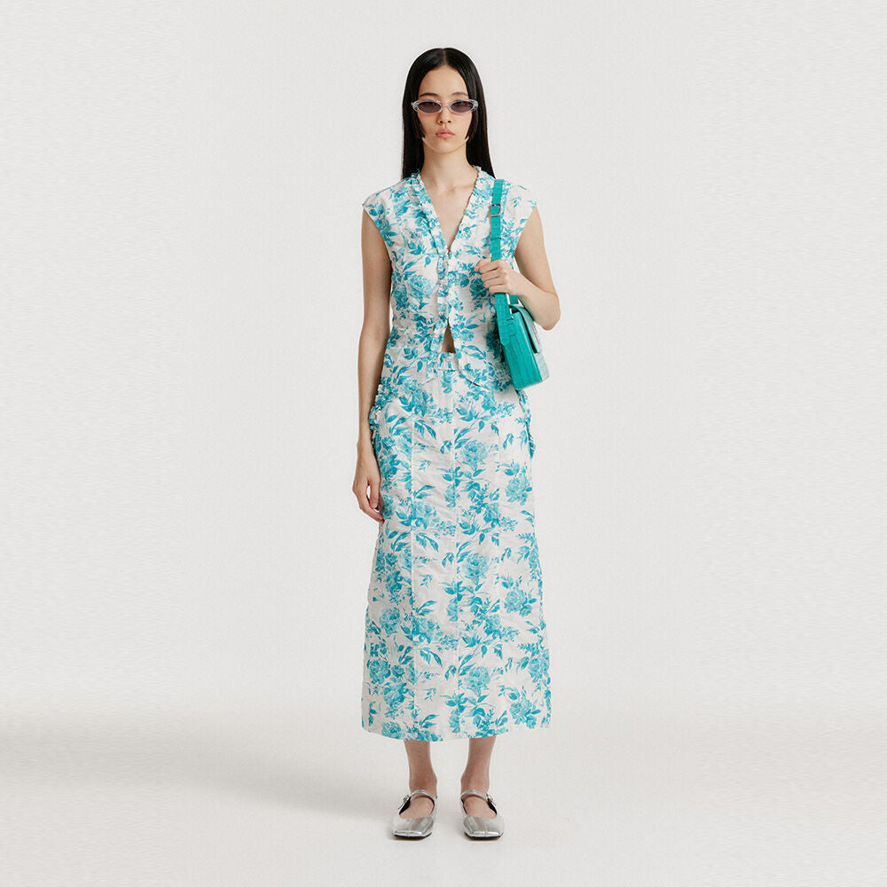 EENK YUNITA Floral Midi Skirt - Blue