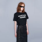 YCH MASCULIN FEMININ-PRINT T-SHIRT BLACK (W23TO907BK)
