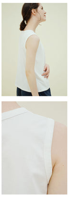 CHIQUITA 5th_Summer Cotton Basic Sleeveless T Eye 242606SIV (domestic production)