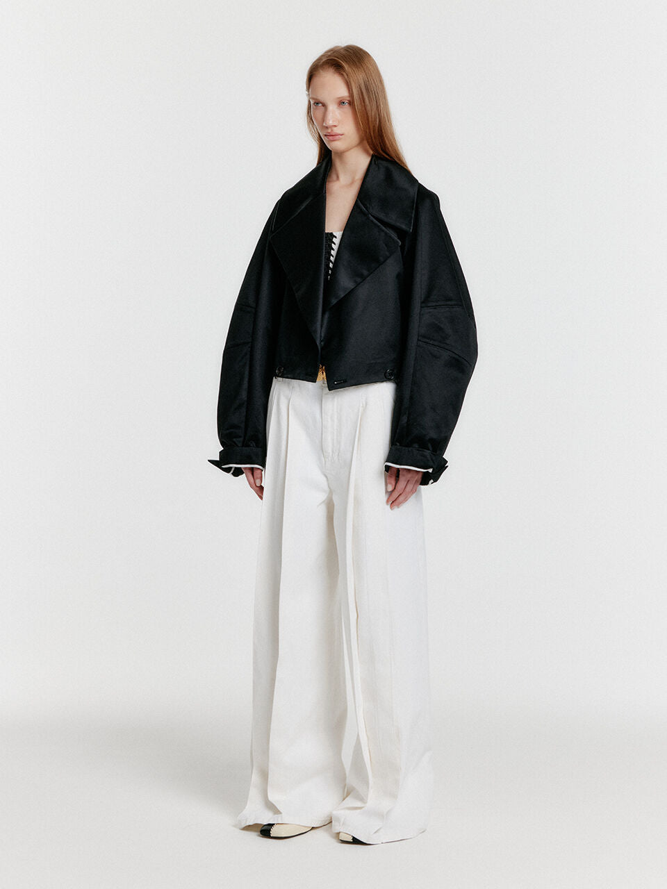 EENK EENK YUN Oversized One-Button Short Jacket - Black