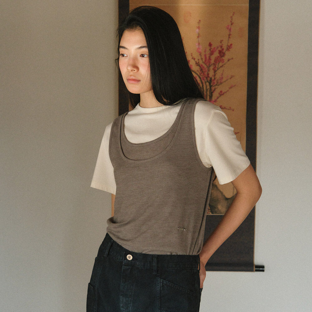 TENUVE Layered Sleeveless T-shirt E509_2color