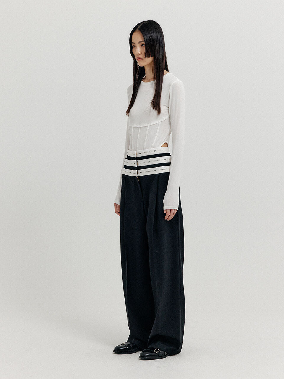 EENK EENK XICKY Waistband Layered Pants - Black