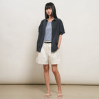 GENERAL IDEA WOMAN loose fit folded sleeve cotton shirt [DARK NAVY] / GF2LSH520