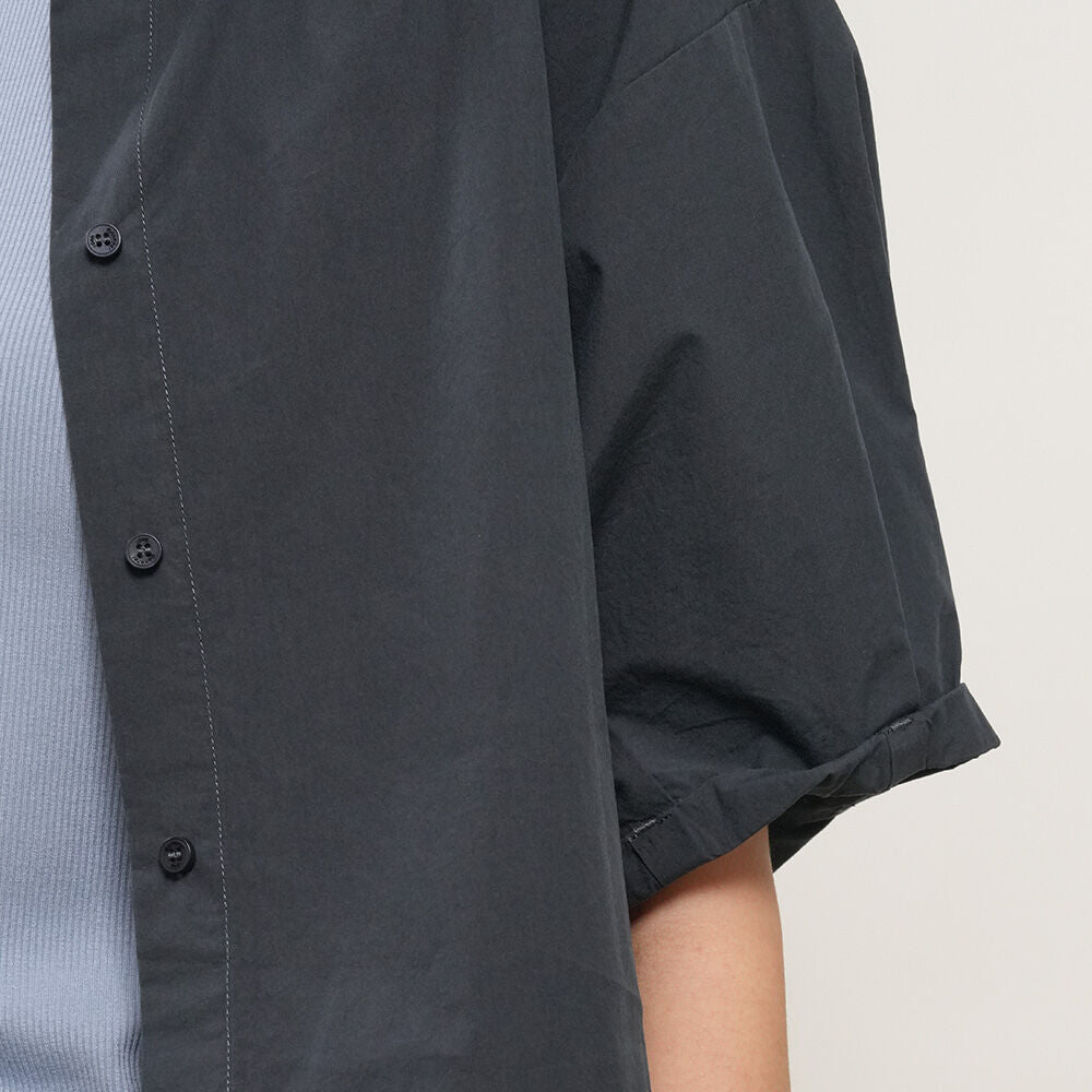 GENERAL IDEA WOMAN loose fit folded sleeve cotton shirt [DARK NAVY] / GF2LSH520