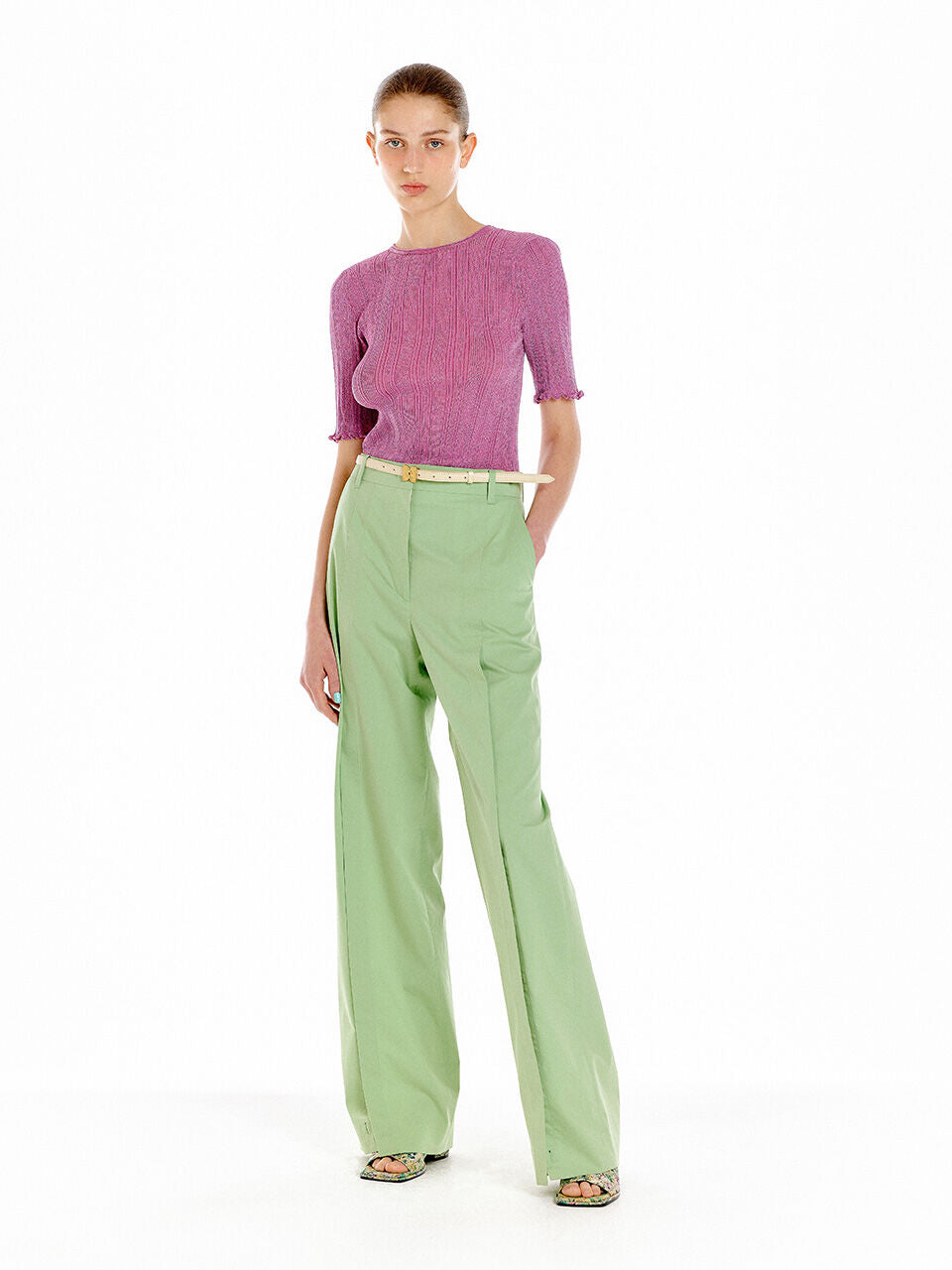 EENK EENK UTIL Pleated Knit Top - Pink