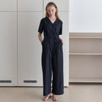 LCVE LCVE Jumpsuit V-Neck Button Black