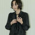 SALON DE SEOUL for women Ruffle Feminine Tie Blouse - Black