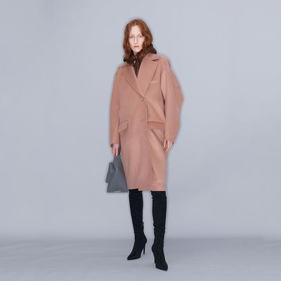 SINGLE-BREASTED WOOL-BLEND COAT PINK (W23OT012PK)