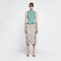 YCH FLORAL JACQUARD H-LINE SKIRT PINK (R25SK6151PK)
