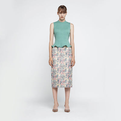 FLORAL JACQUARD H-LINE SKIRT PINK (R25SK6151PK)