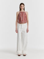 EENK YICO Turn-up Wide Denim Pants - White