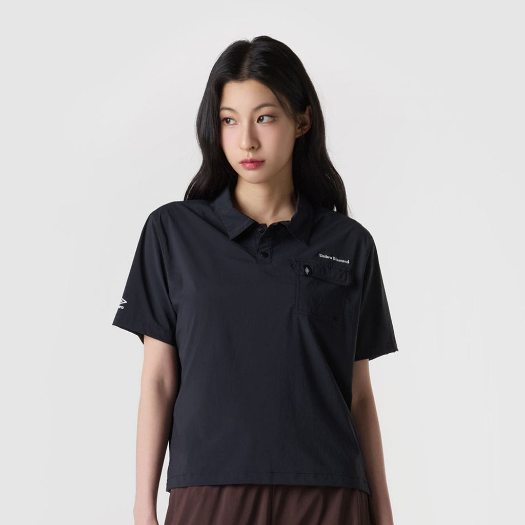 UMBRO Chillout Cooling Short Sleeve Collar T-Shirt Black (UQ223CWT61)