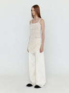 EENK EENK WJEAN Folded Front Wide Denim Pants - Ivory