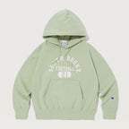 CHAMPION Women's CVC Terry Fleece Lettering Hooded Sweatshirt Light Green