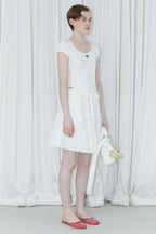 SINOON Round Shirring T-Shirt (White)