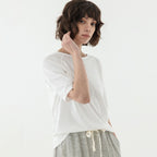 KOZNOK Maria Nagrang Layered Pure Cotton Summer Women's Short Sleeve T-Shirt Inner Tee Ivory