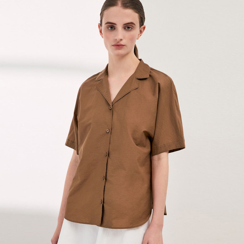 SHESMISS Minimal open collar half shirt_SWWSTQ21130