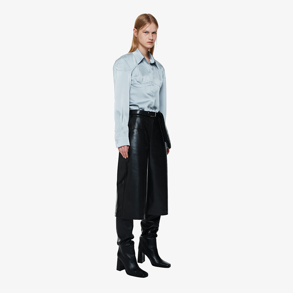 YCH LEATHER BERMUDA SHORTS BLACK (F24PT4102BK)