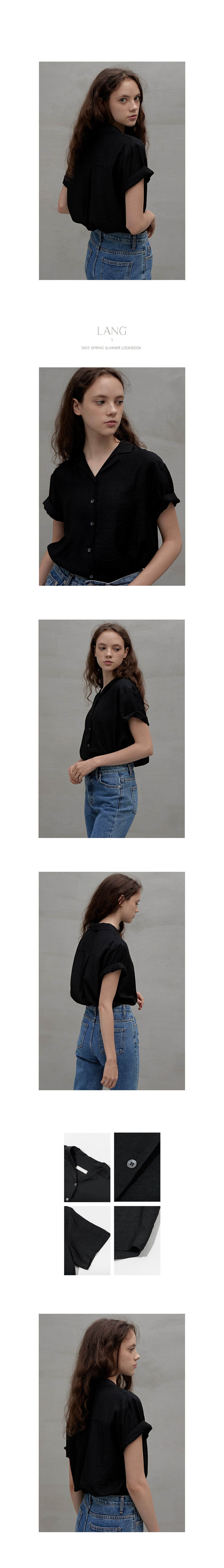 LANG5 [LIDIA] NOTCHED COLLAR HALF SHIRT [Lidia] Notched collar short-sleeved shirt