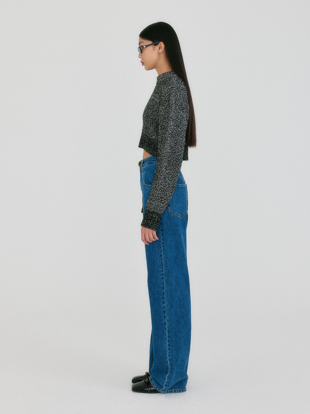 EENK ZABELLE Mockneck Textured Knit Pullover - Black/White