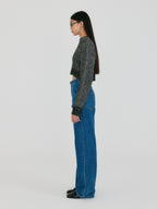 EENK ZABELLE Mockneck Textured Knit Pullover - Black/White