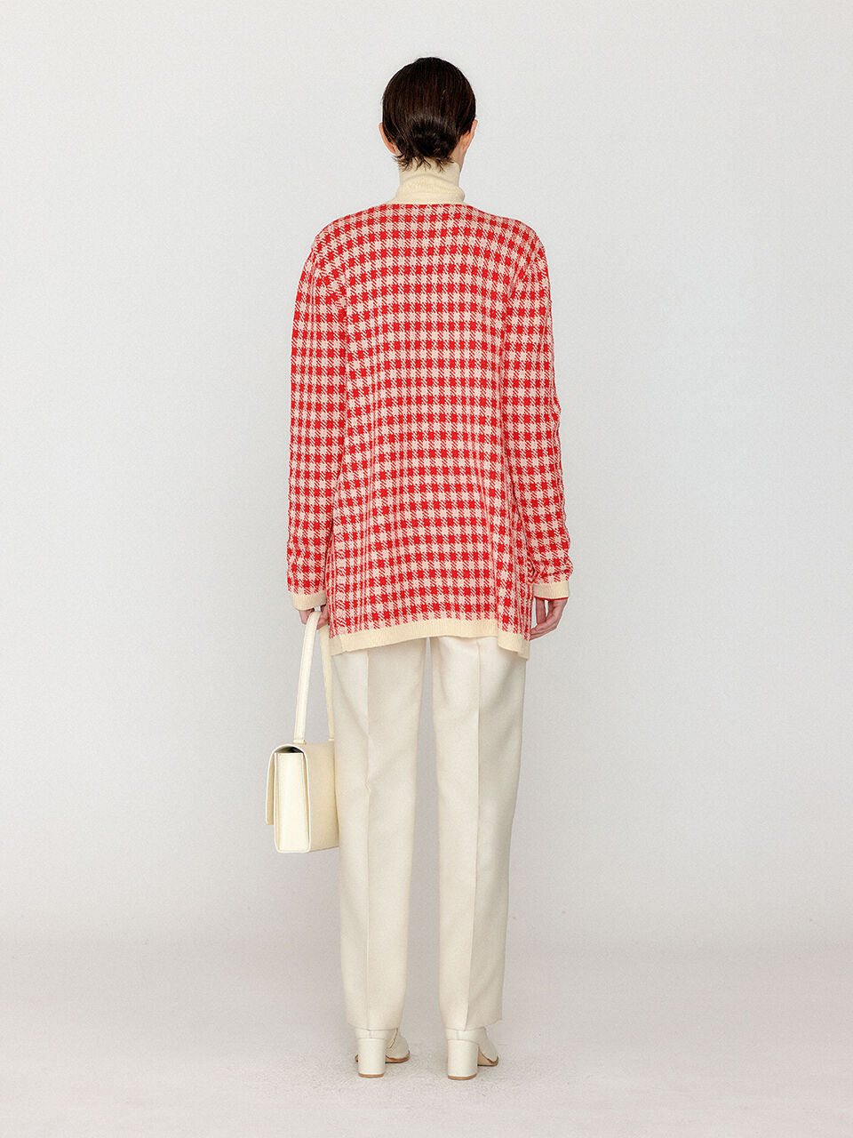 EENK EENK VINKLING Gingham Check Knit Midi Cardigan - Red/Ivory