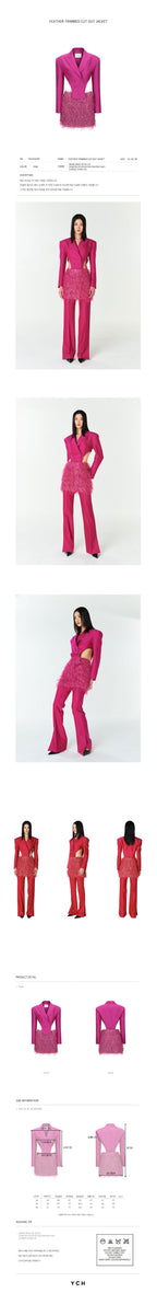 YCH FEATHER-TRIMMED CUT OUT JACKET PINK (F23JK107PK)