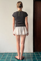 SINOON Stripe Cap Sleeve T-shirt (Black)