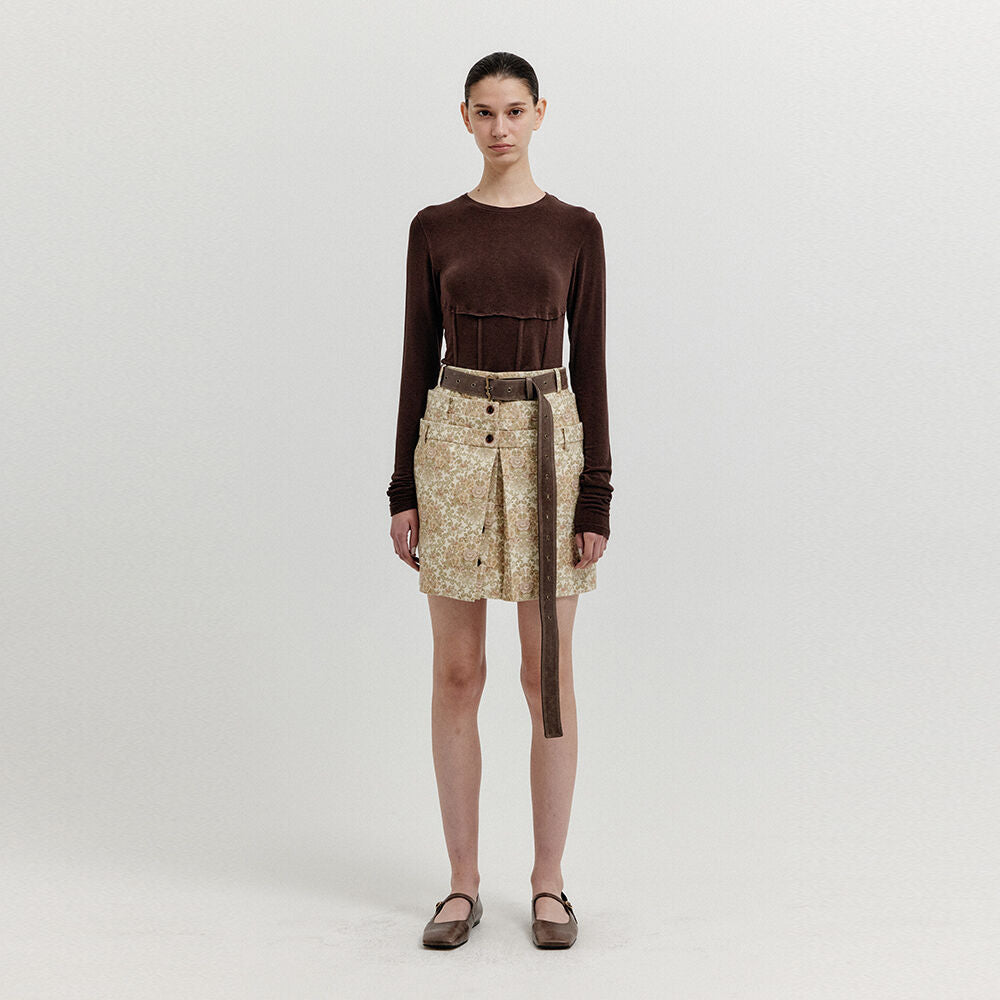 EENK EENK XINNA Waistband Layered Mini Skirt - Beige