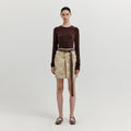 EENK EENK XINNA Waistband Layered Mini Skirt - Beige