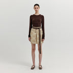 EENK EENK XINNA Waistband Layered Mini Skirt - Beige
