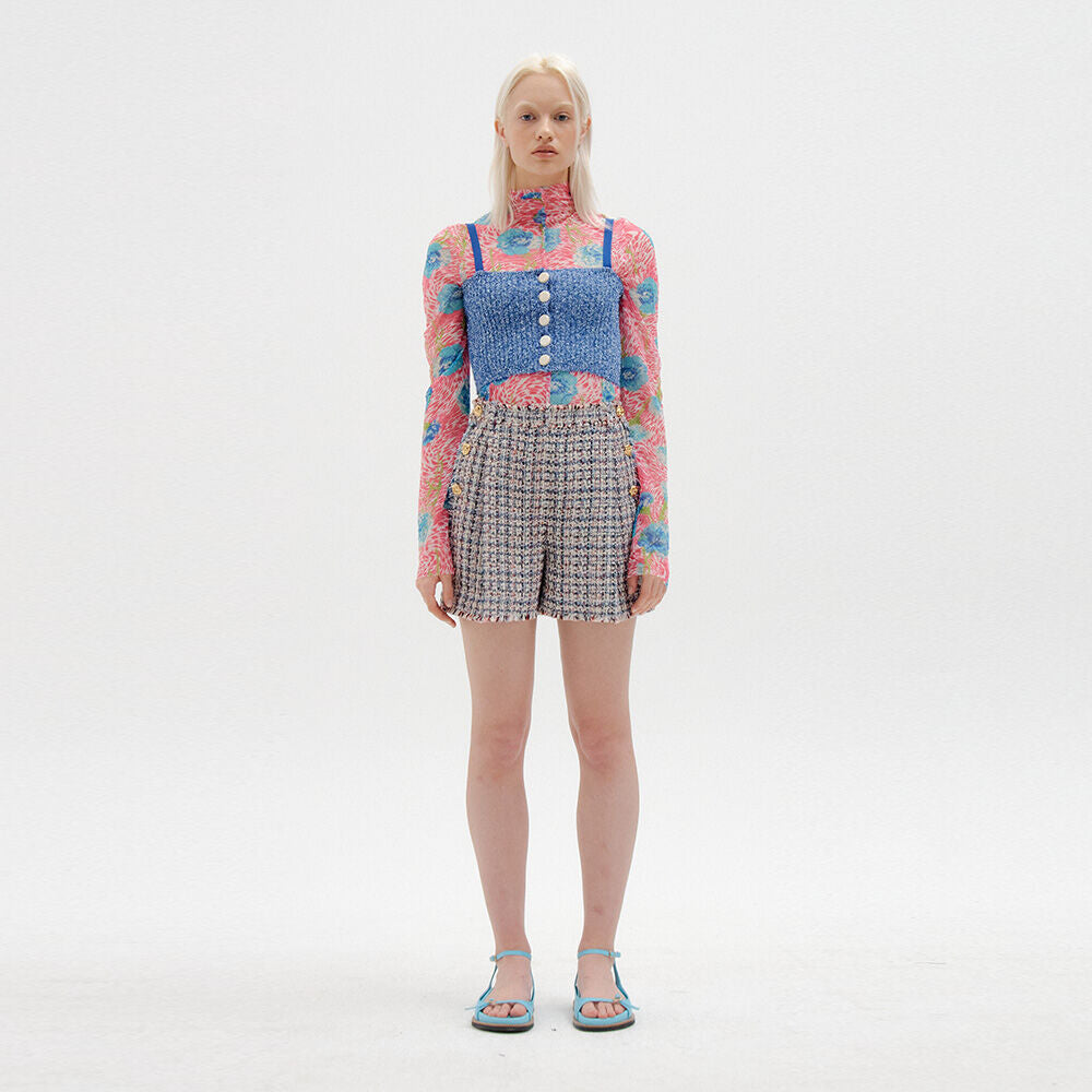 EENK EENK STAR Tweed Shorts - Blue Multi