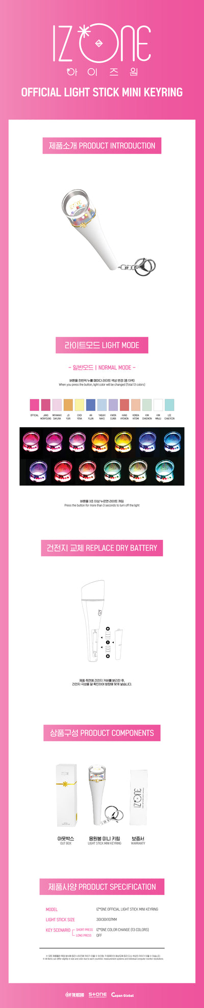 IZ*ONE - Light Stick Mini Keyring / EYES ON ME