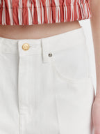 EENK YICO Turn-up Wide Denim Pants - White
