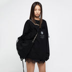 YCH SHEER-PANELLED LAYERED T-SHIRT BLACK (R25TS11111BK)