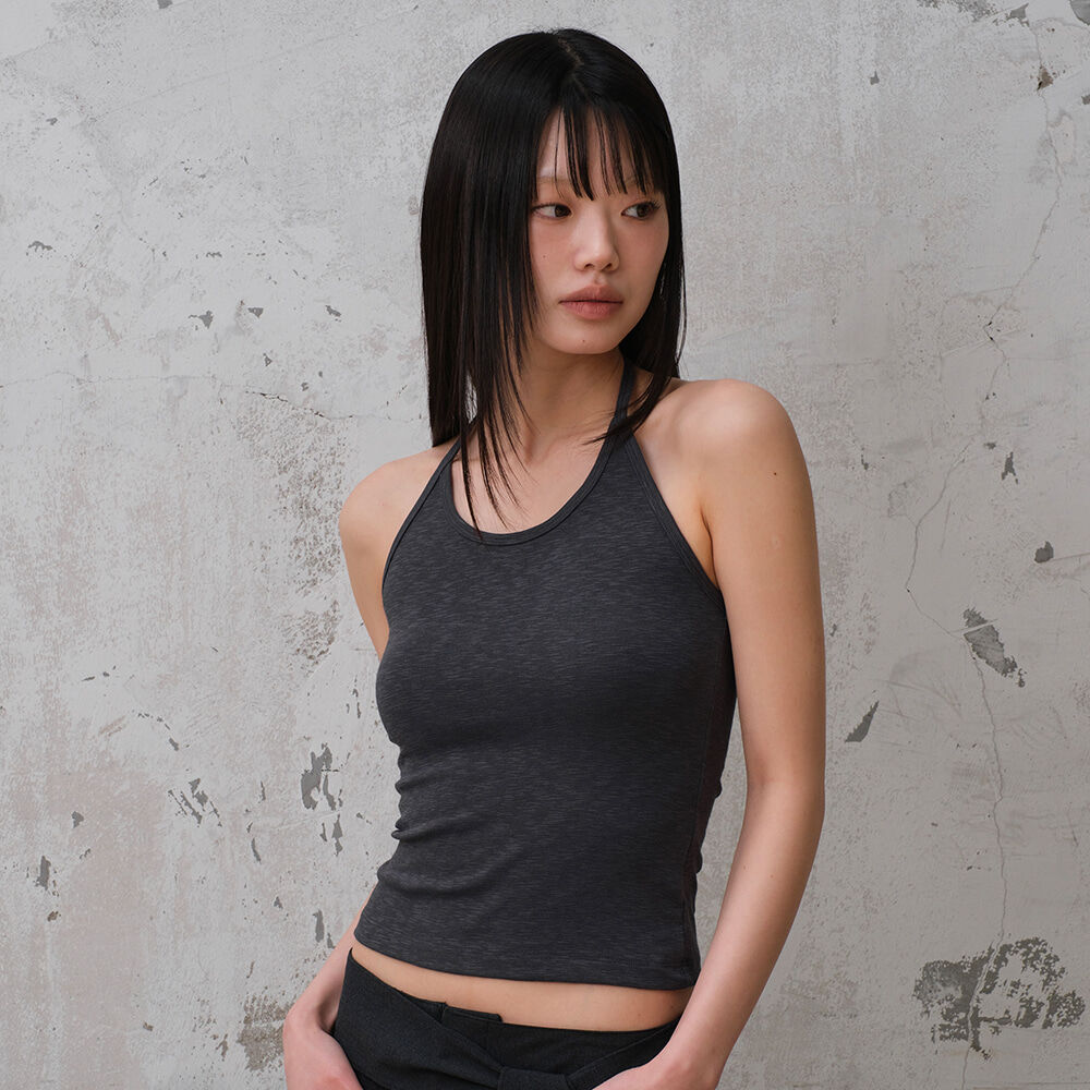 DIVEIN WOMEN HALTER NECK STRAP TOP (CHARCOAL)