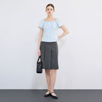 SISTINA Cotton square neck shirring blouse_AWWBLQ21100
