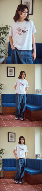 CPGN DTP Doodle Art Crop Short Sleeve T-Shirt White