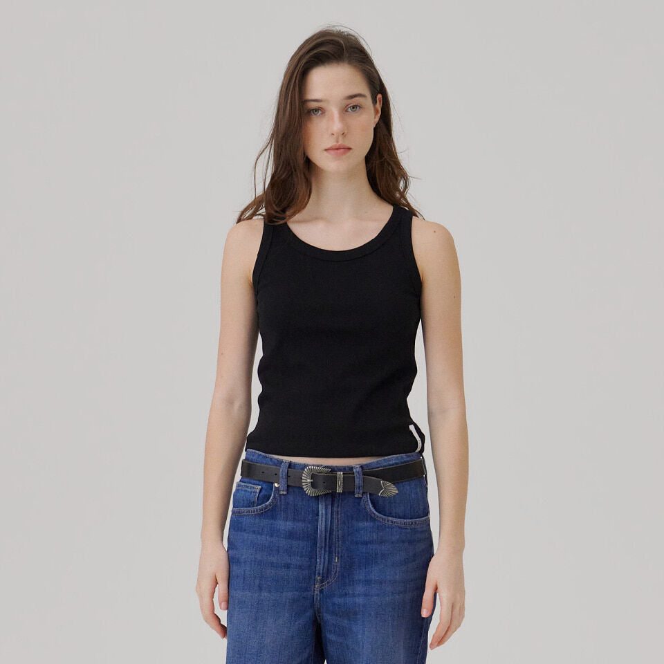 WAVE UNION Binding Rib Sleeveless top Black