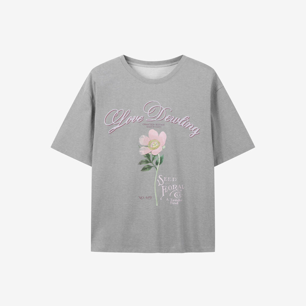 DEWL [Dueling] Pigment Flower Overfit T-shirt GR_D262MSM111