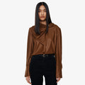 YCH SCARF-DETAILED BLOUSE BROWN (F24BL3032BR)