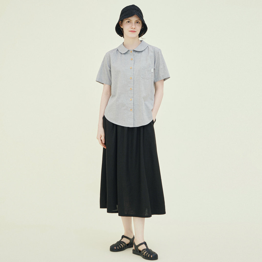 CHIQUITA 8th_Oxford round shirt black 242301SBK (domestic production)