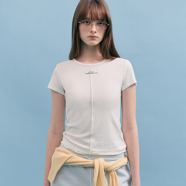 rolarola NUBASIC TENCEL U-NECK T-SHIRT IVORY