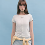 rolarola NUBASIC TENCEL U-NECK T-SHIRT IVORY