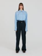 EENK ZANCY Oversized Shirt with Brooch - Sky Blue Stripe