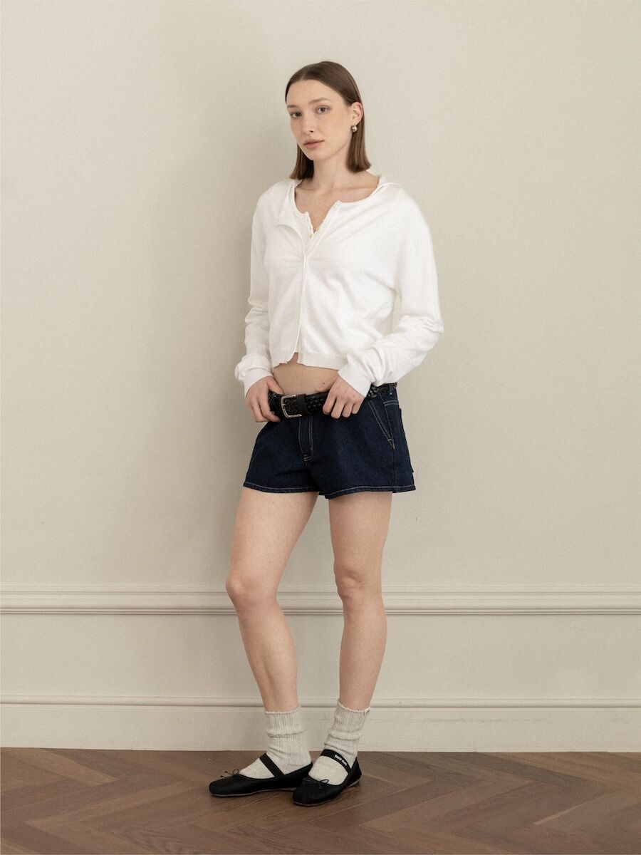 GLOWNY 3/4 G WAFFLE BUTTON FLY TEE (WHITE)